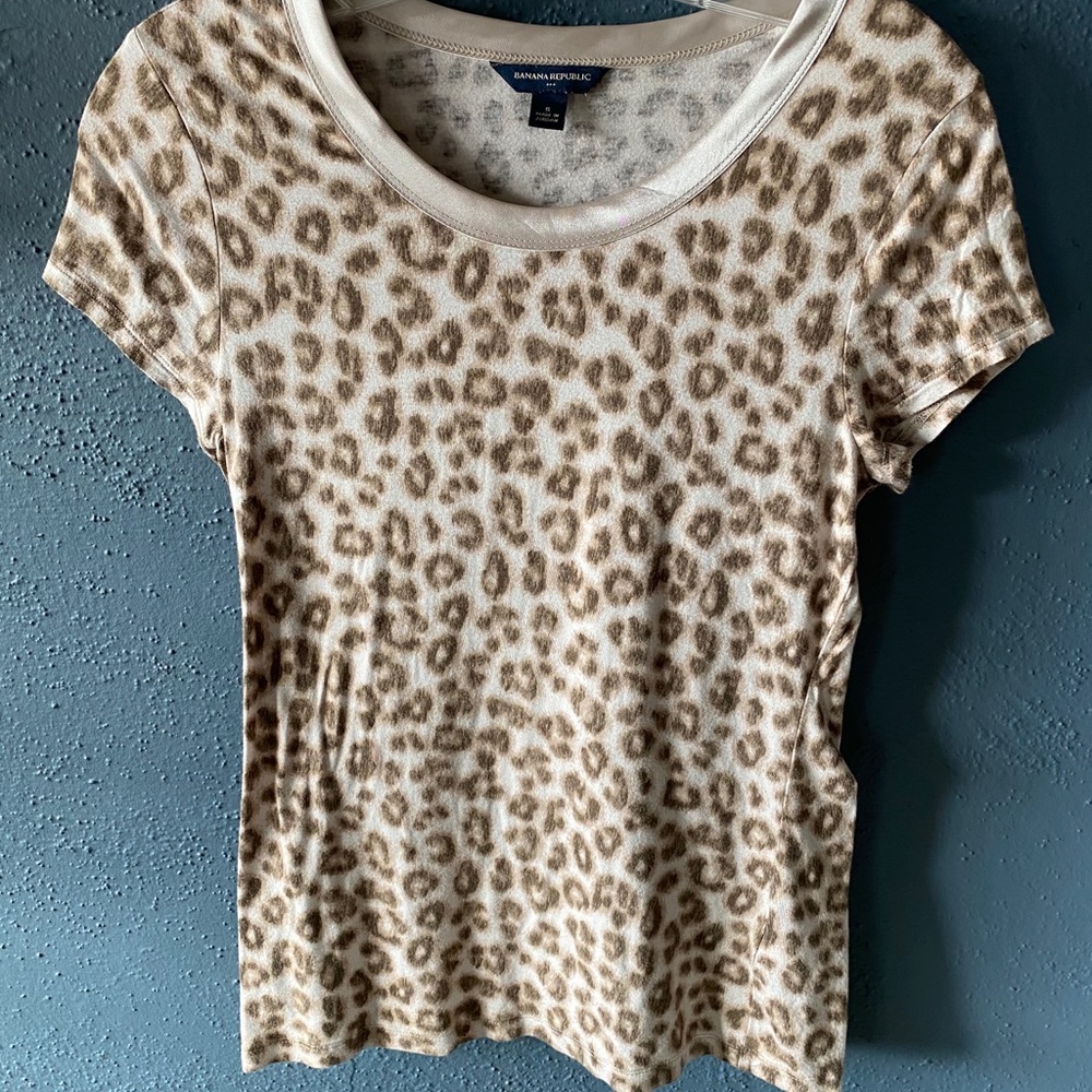 Cheetah print top with satin neck line